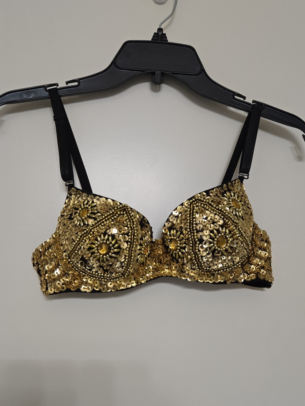 Gold Sequin Embellished Push-Up Bra - Women Intimates